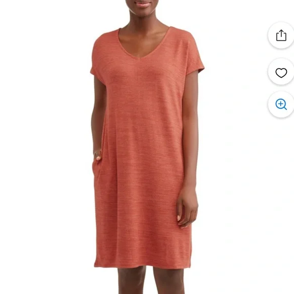 Time and Tru Women's Hacci T-shirt Dress, Size: Small, Clear